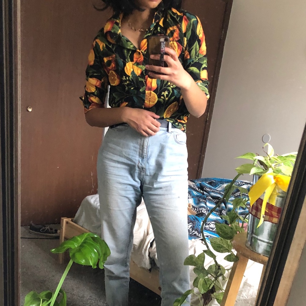Orange button up